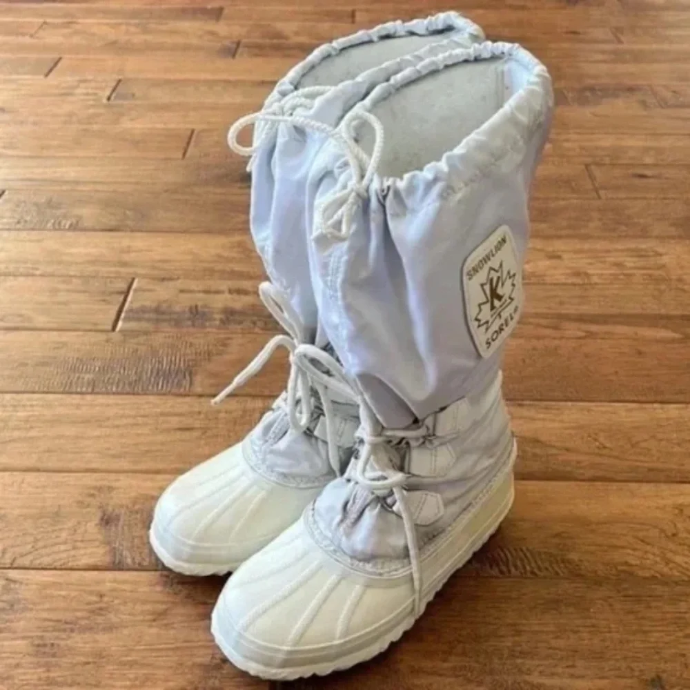 Sorel Snowlion Tall Winter Snow Boots Insulated White & Cream US Women's Size 6